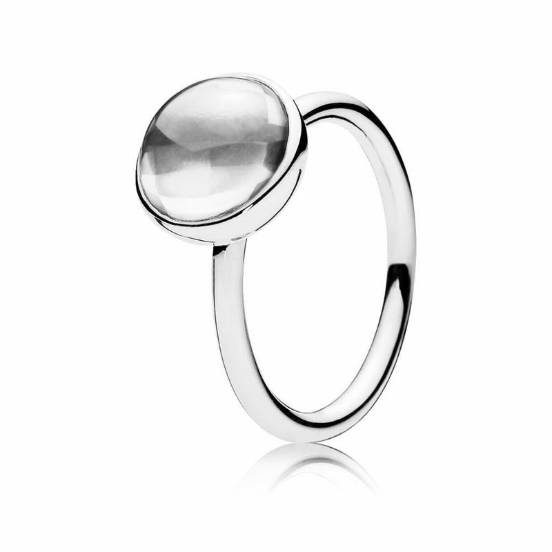 Pandora Poetic Droplet Stackable Ring Ireland - Sterling Silver/Cubic Zirconia - 270839KBC